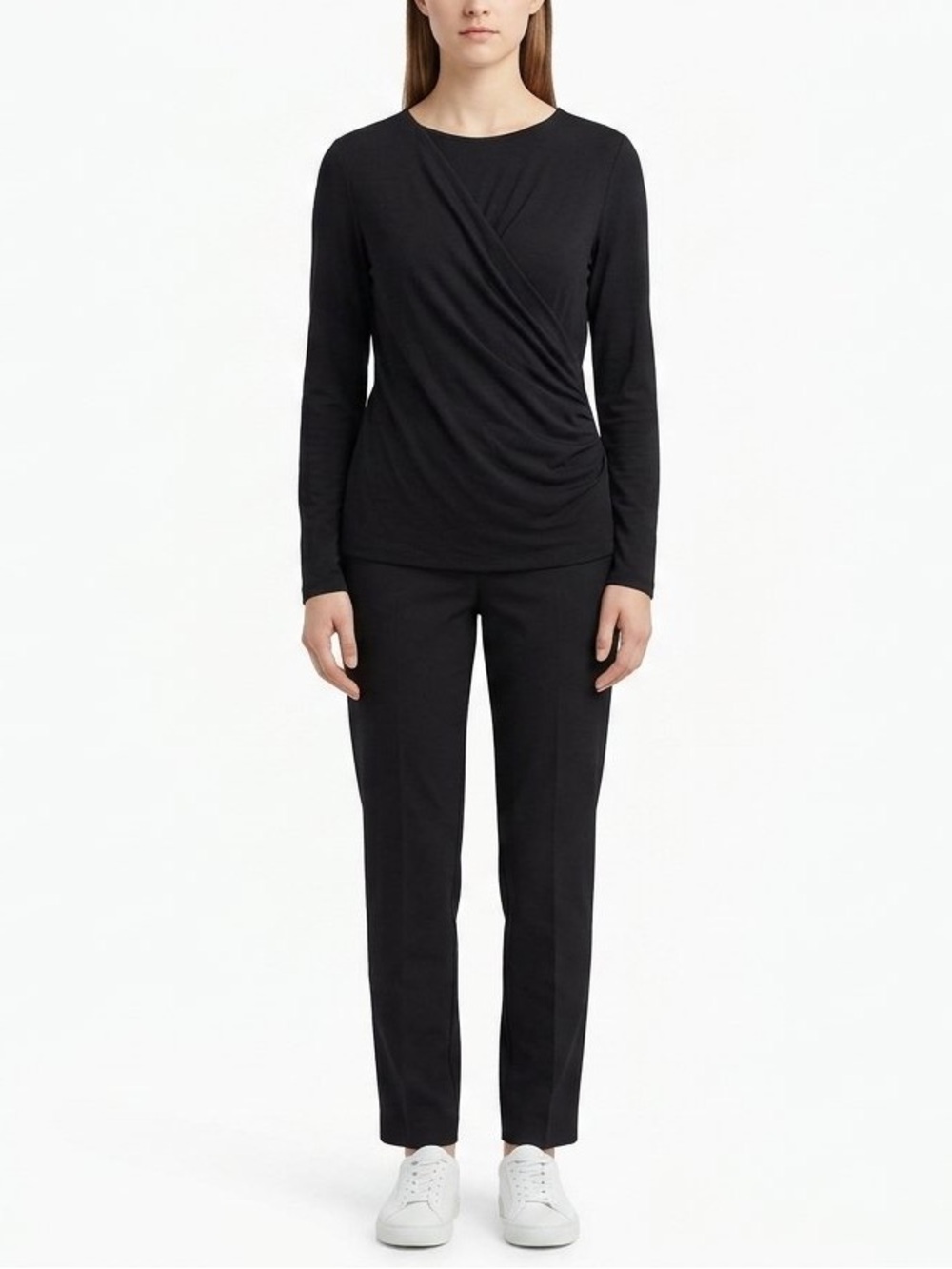 Calvin Klein Black Long-Sleeve Draped blouse